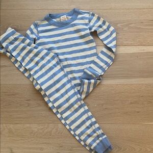 Hanna Anderson Striped Blue and Cream Pajama Set